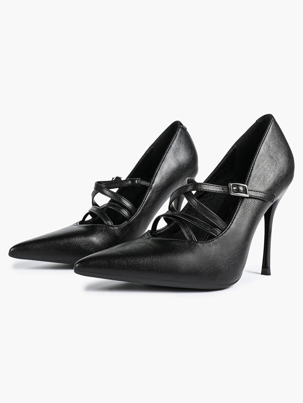 Cross Buckle Slingback Heels - Classic Pointed Toe Pumps