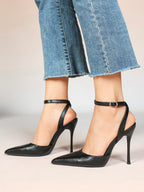 Classic Pointed Toe Ankle Strap Stilettos - Formal Event Heels