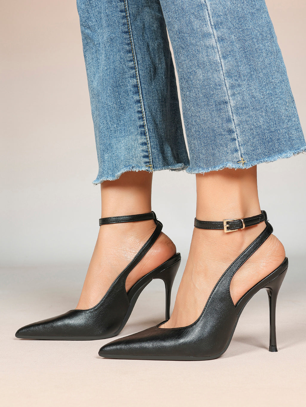 Pointed Toe Ankle Strap Classic Heels – Office Evening Pumps