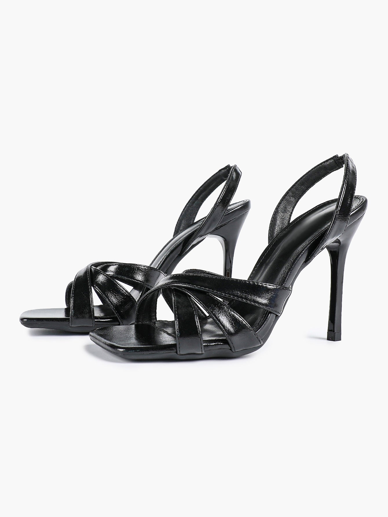 Crisscross Strap Slingback Heeled Sandals Square Toe Stiletto Pumps Wedding Date Night
