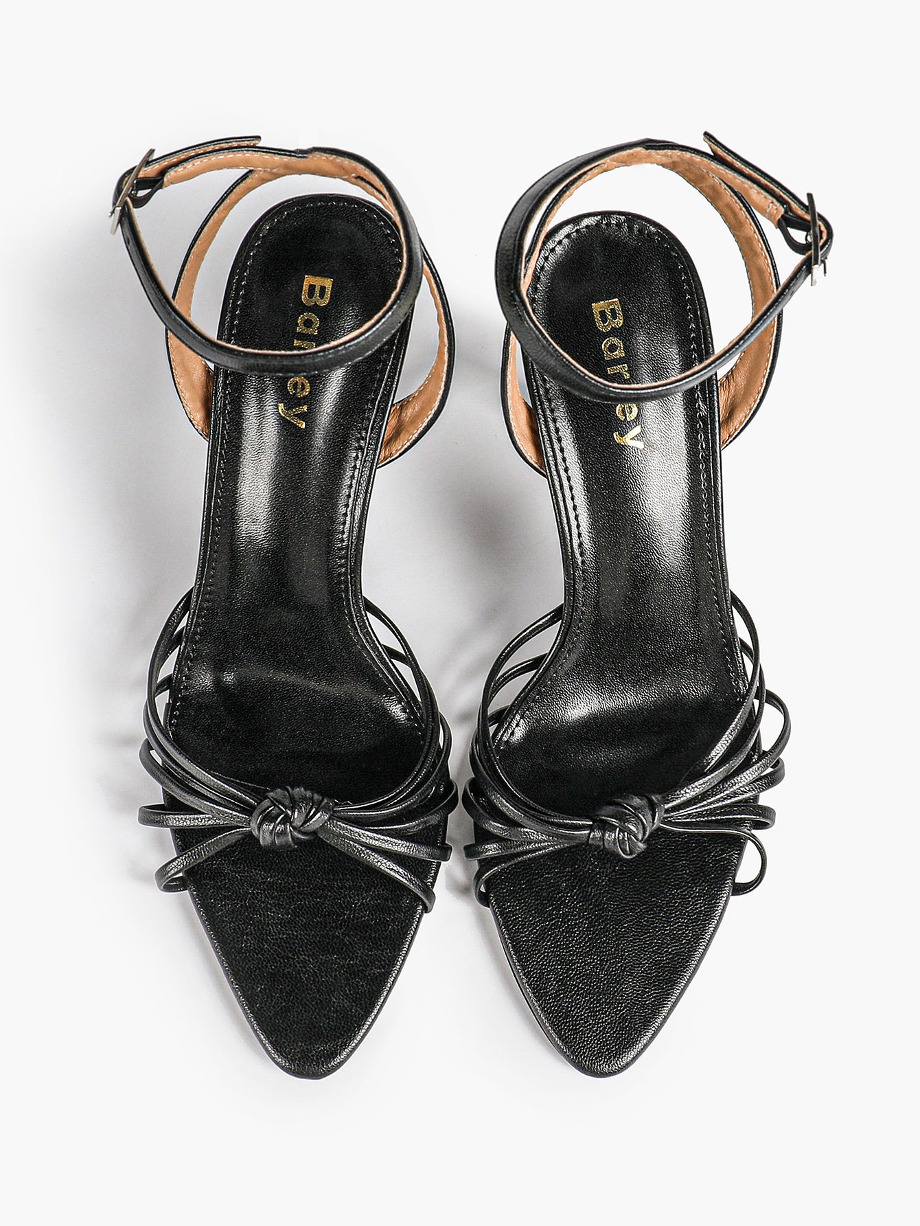 Gold Metallic Knotted Multi-Strap Open Toe Ankle Strap High Heel Sandals