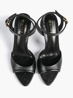 White Ankle Strap Open Toe Block Heeled Sandals - Wedding Party Office