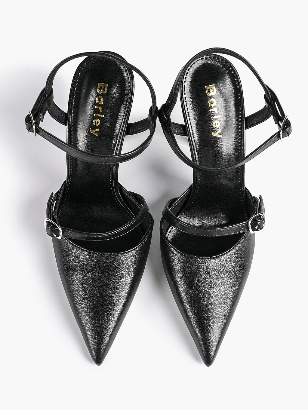 Double Strap Slingback Pointed Toe Stiletto Heels - Mary Jane Style Pumps