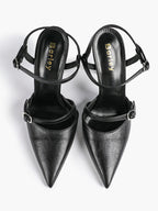 Double Strap Slingback Pointed Toe Stiletto Heels - Mary Jane Style Pumps