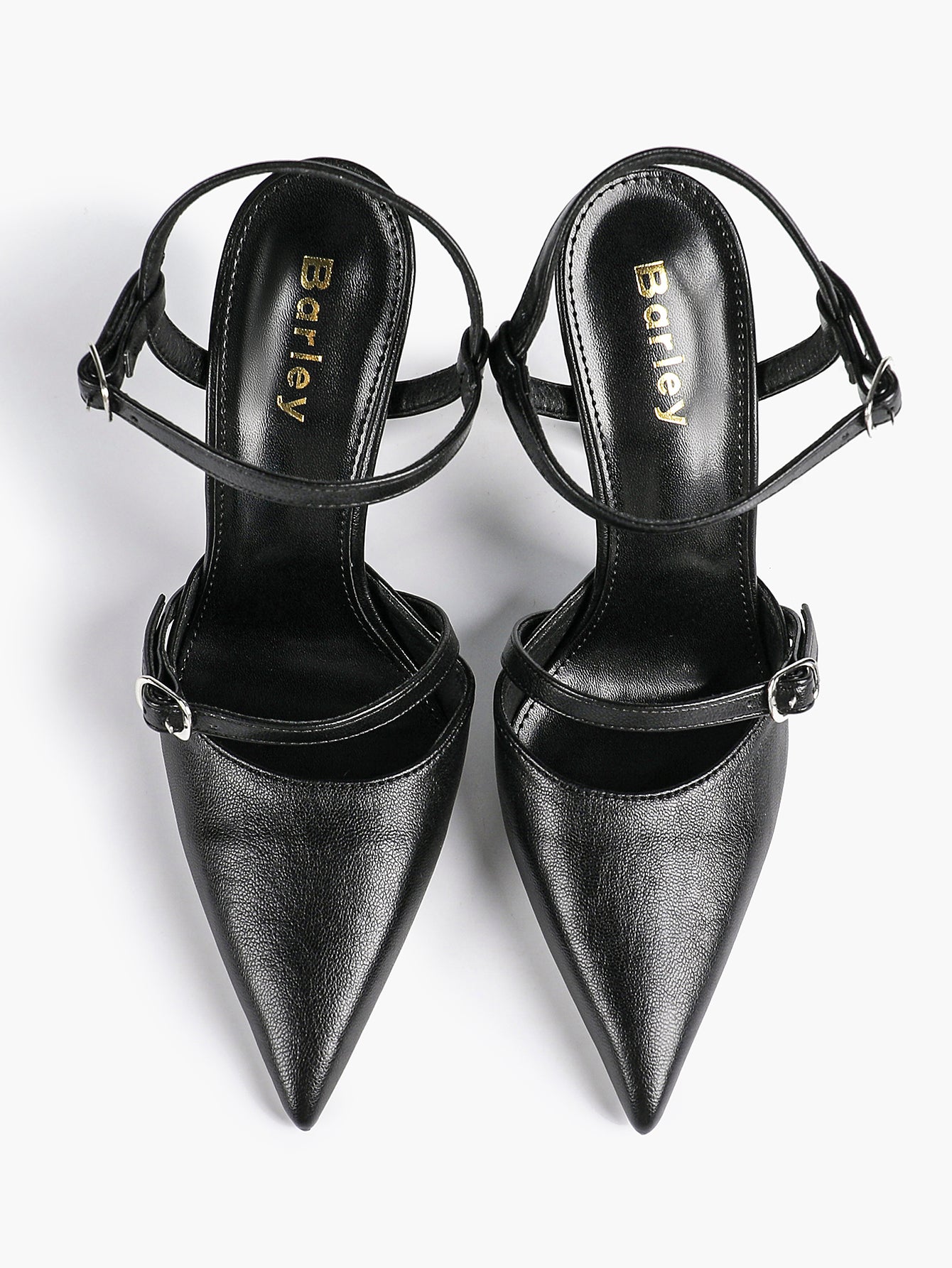 Double Strap Slingback Pointed Toe Stiletto Heels - Mary Jane Style Pumps