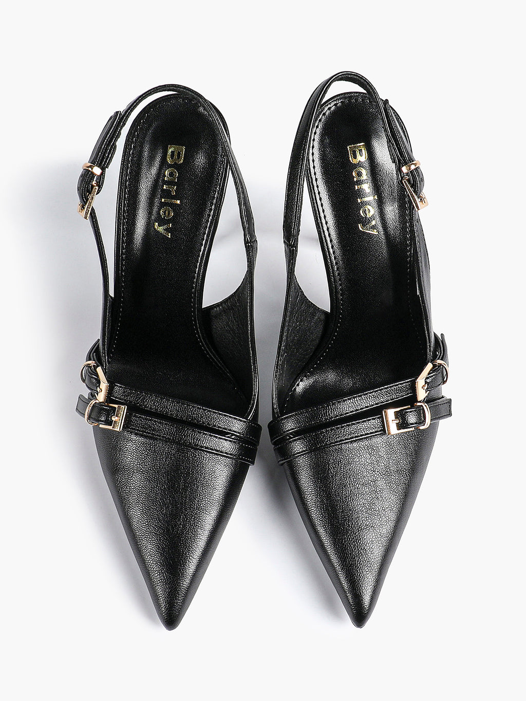 Leather Multi Buckle Slingback Pointed Toe Stiletto Heels-Elegant Dress Shoes