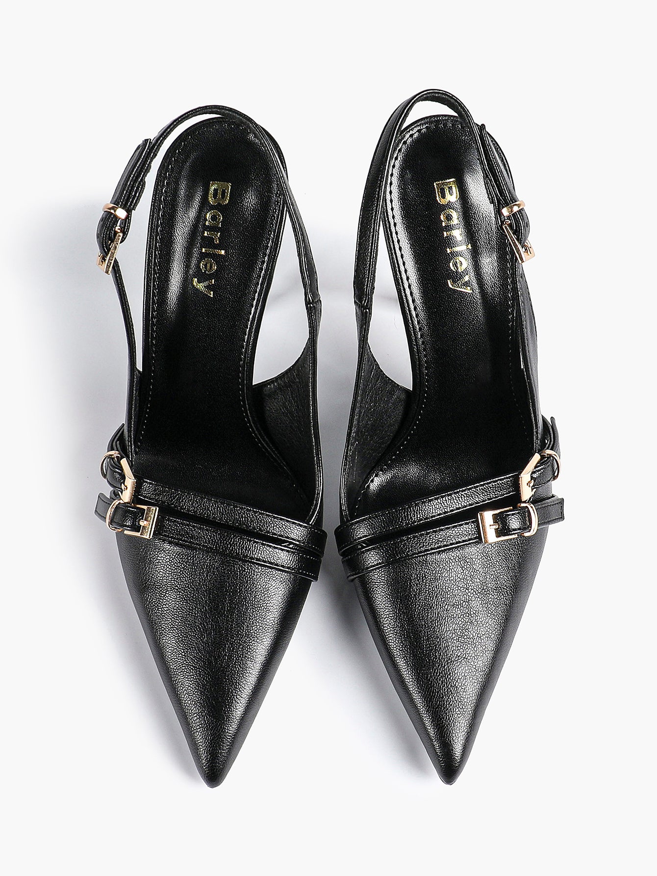 Leather Multi Buckle Slingback Pointed Toe Stiletto Heels-Elegant Dress Shoes