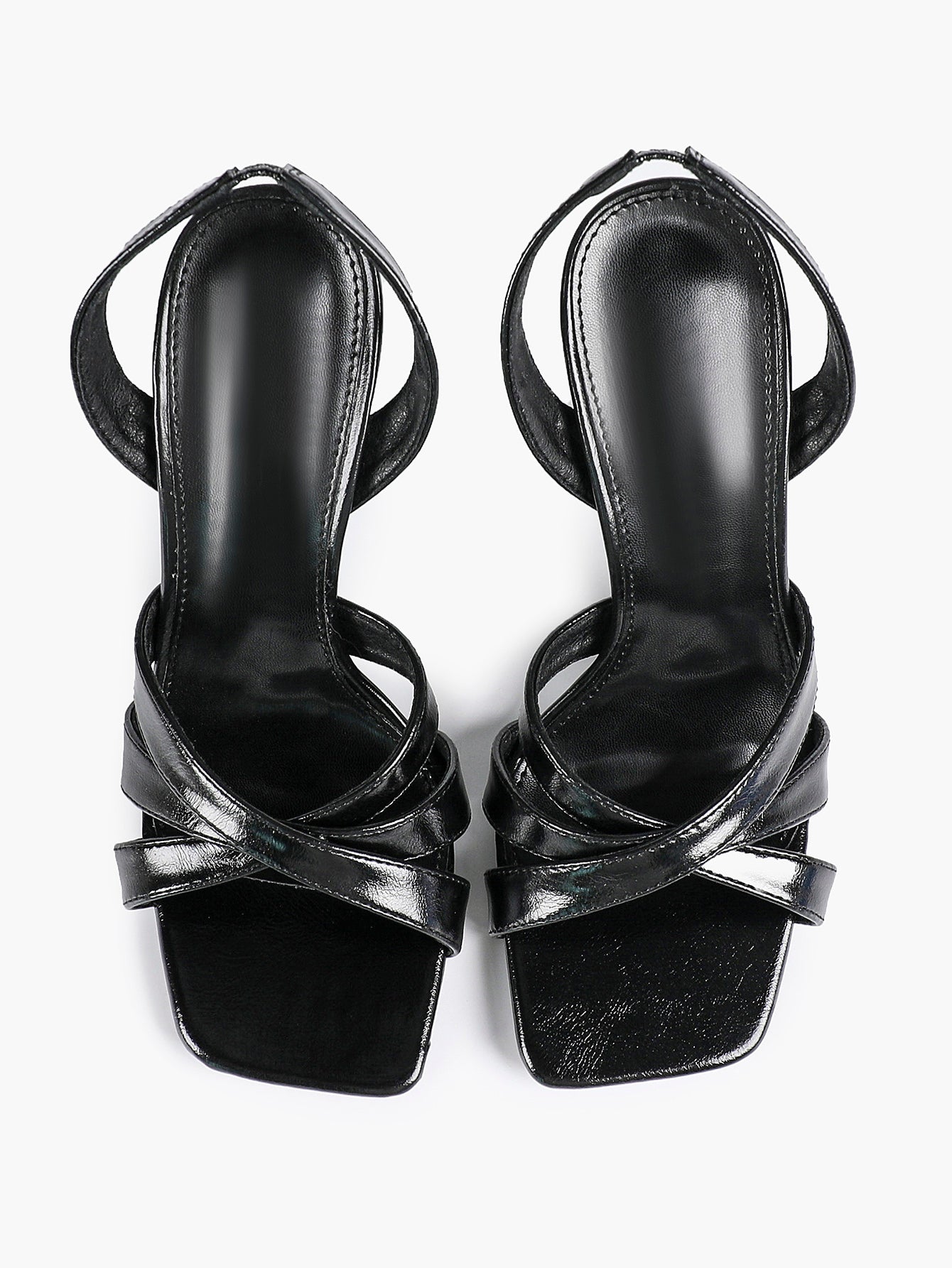Crisscross Strap Slingback Heeled Sandals Square Toe Stiletto Pumps Wedding Date Night