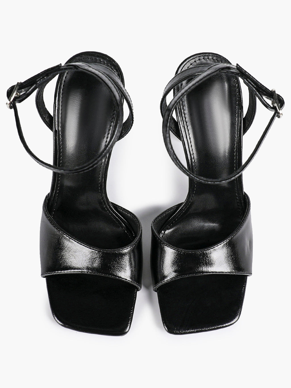 Women's Black Square Toe Ankle Strap Heeled Sandals Wedding Party Casual Shoes