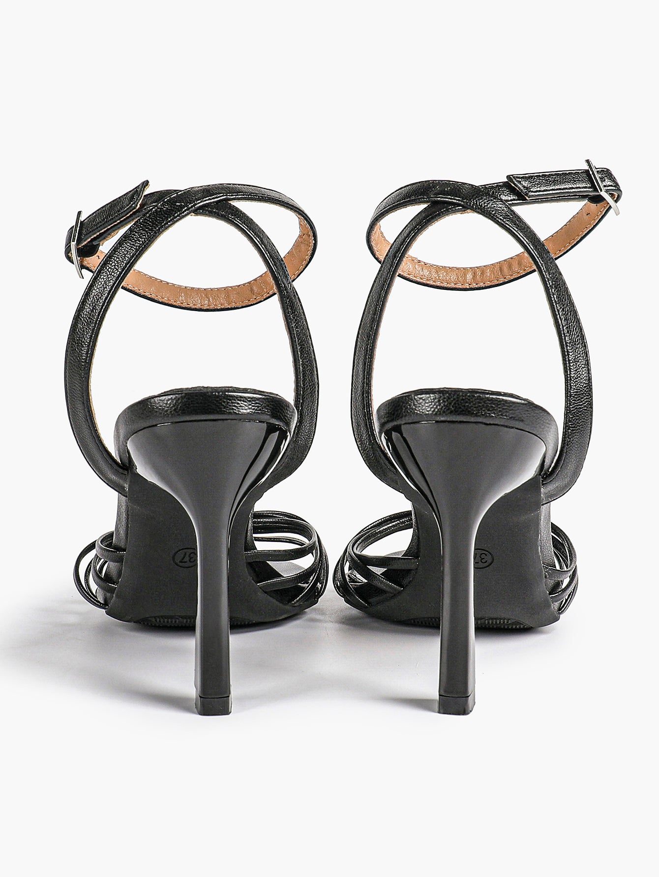 Gold Metallic Knotted Multi-Strap Open Toe Ankle Strap High Heel Sandals