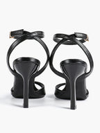 White Ankle Strap Open Toe Block Heeled Sandals - Wedding Party Office