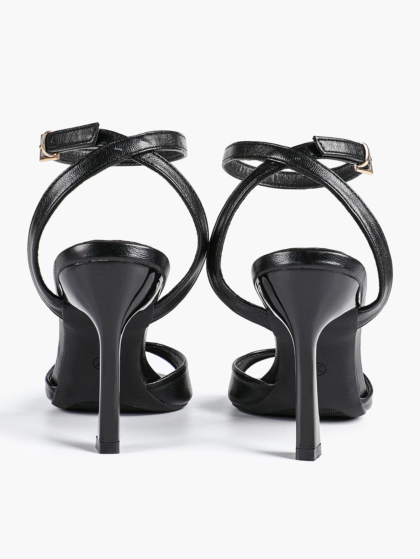 White Ankle Strap Open Toe Block Heeled Sandals - Wedding Party Office