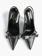 Pointed Toe Bow Detail Slingback Heels - Office Formal Evening Pumps