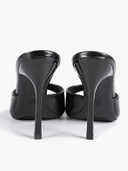 Leather Square Toe High Heel Mules Slip-On Stiletto Sandals Wedding Casual Shoes