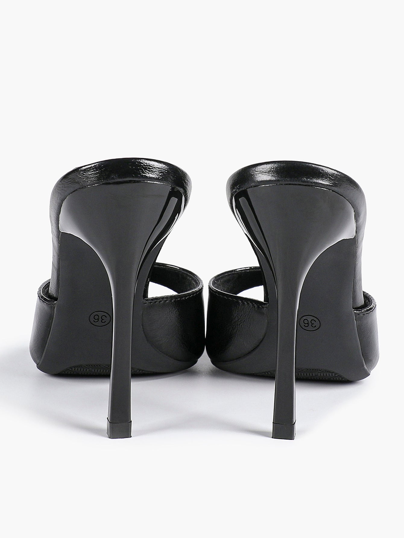 Leather Square Toe High Heel Mules Slip-On Stiletto Sandals Wedding Casual Shoes