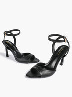 White Ankle Strap Open Toe Block Heeled Sandals - Wedding Party Office