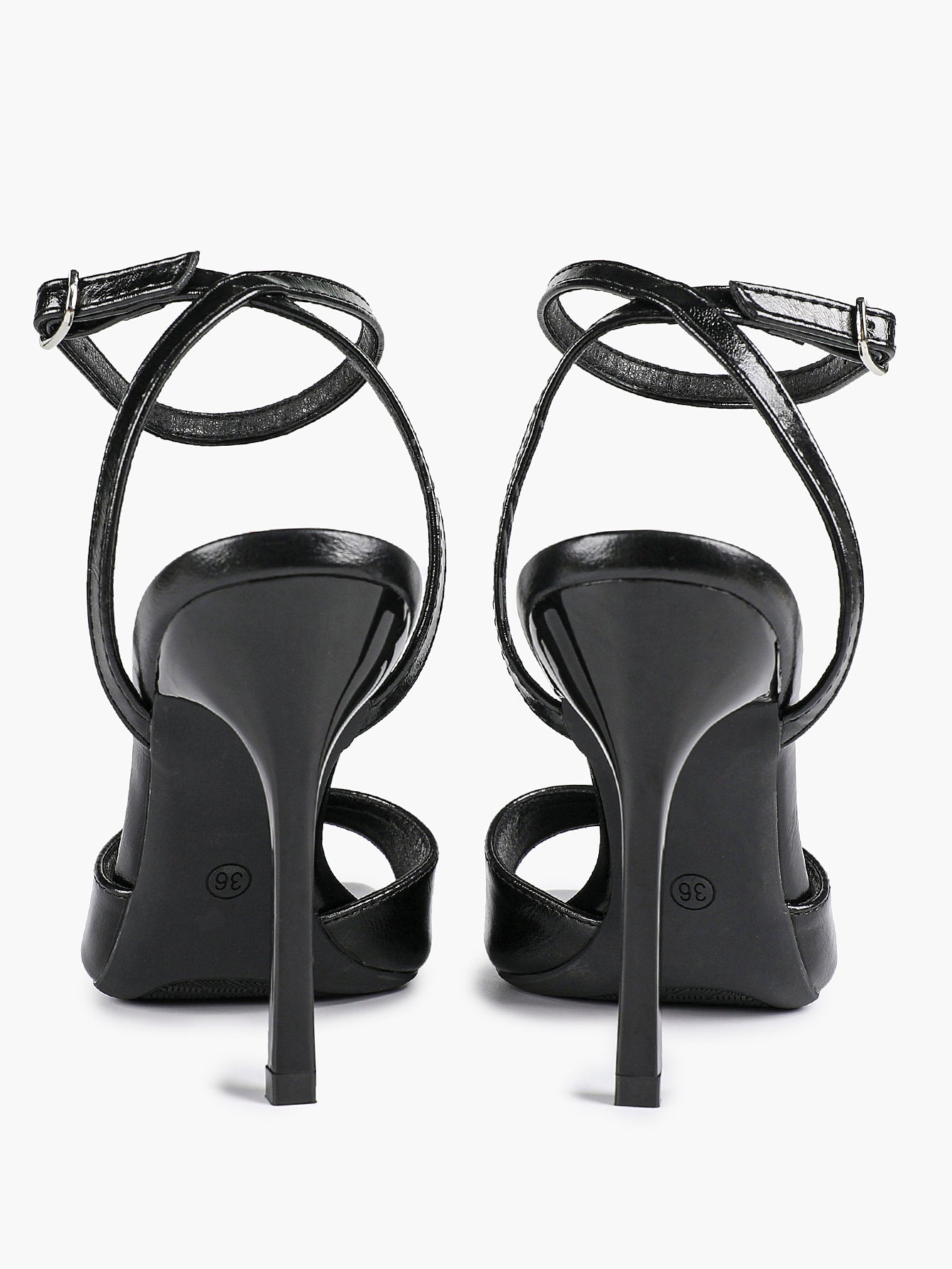 Women's Black Square Toe Ankle Strap Heeled Sandals Wedding Party Casual Shoes