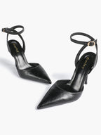 Classic Pointed Toe Ankle Strap Stilettos - Formal Event Heels