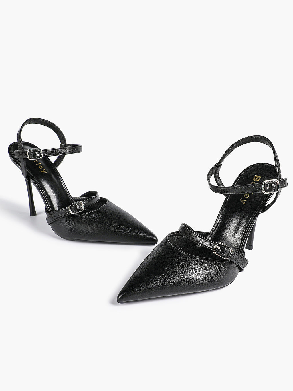 Double Strap Slingback Pointed Toe Stiletto Heels - Mary Jane Style Pumps