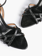 Crisscross Strappy Ankle Strap Metallic Silver Stiletto Sandals Party Date Night