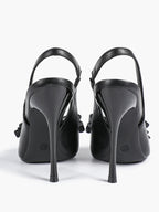 Pointed Toe Bow Detail Slingback Heels - Office Formal Evening Pumps