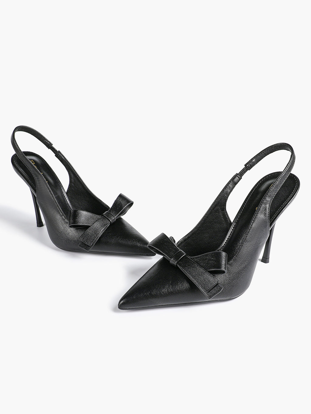 Pointed Toe Bow Detail Slingback Heels - Office Formal Evening Pumps