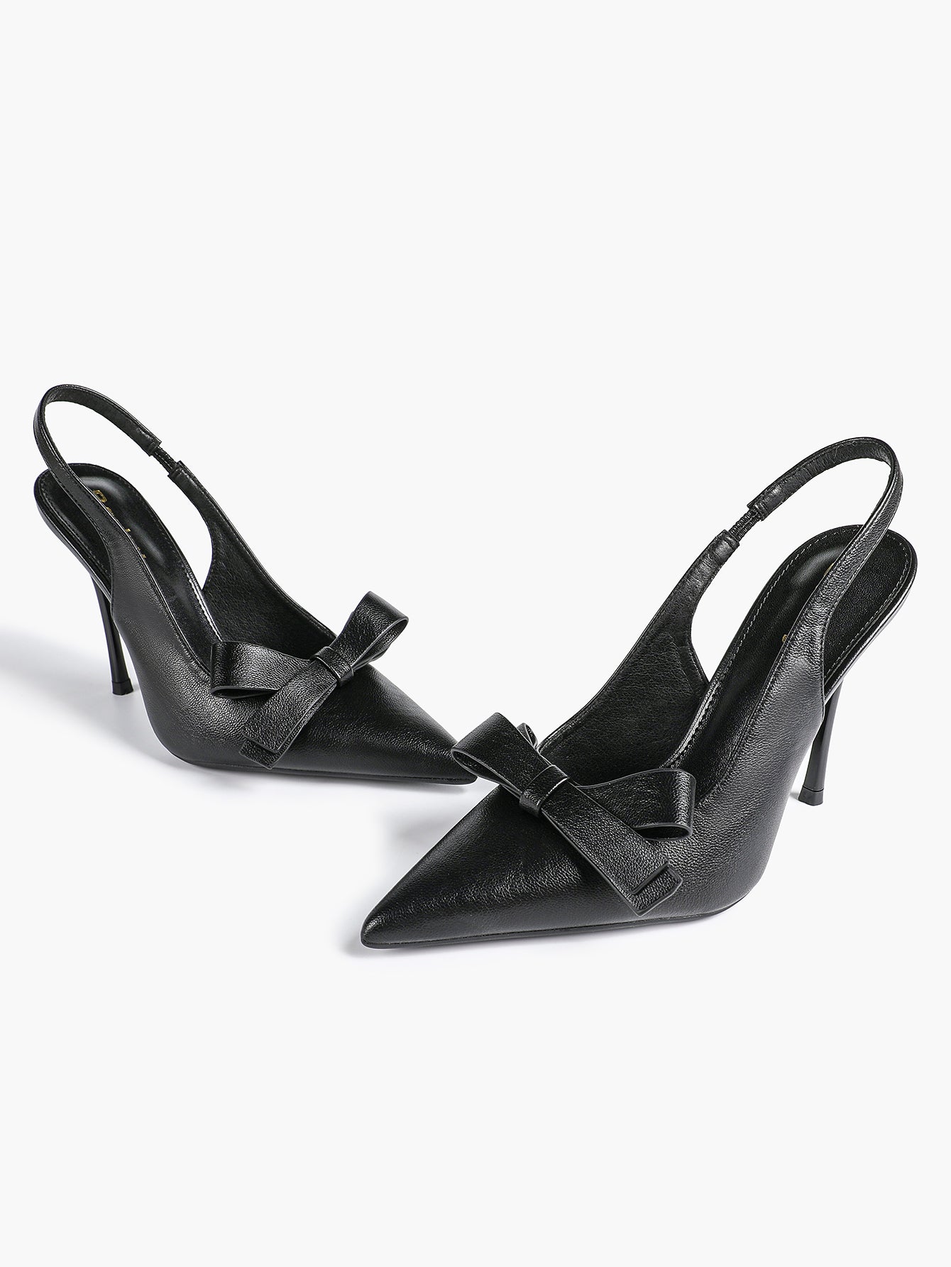 Pointed Toe Bow Detail Slingback Heels - Office Formal Evening Pumps