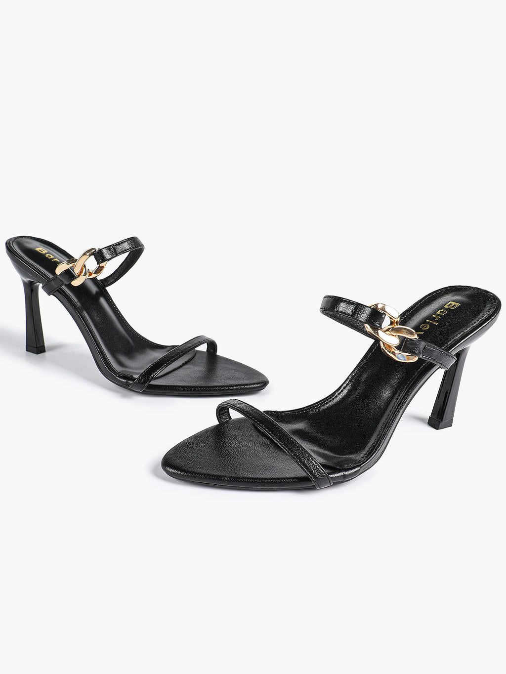 Chain Detail Open Toe High Heel Mules - Daily Party Sandals