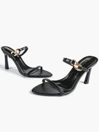 Chain Detail Open Toe High Heel Mules - Daily Party Sandals