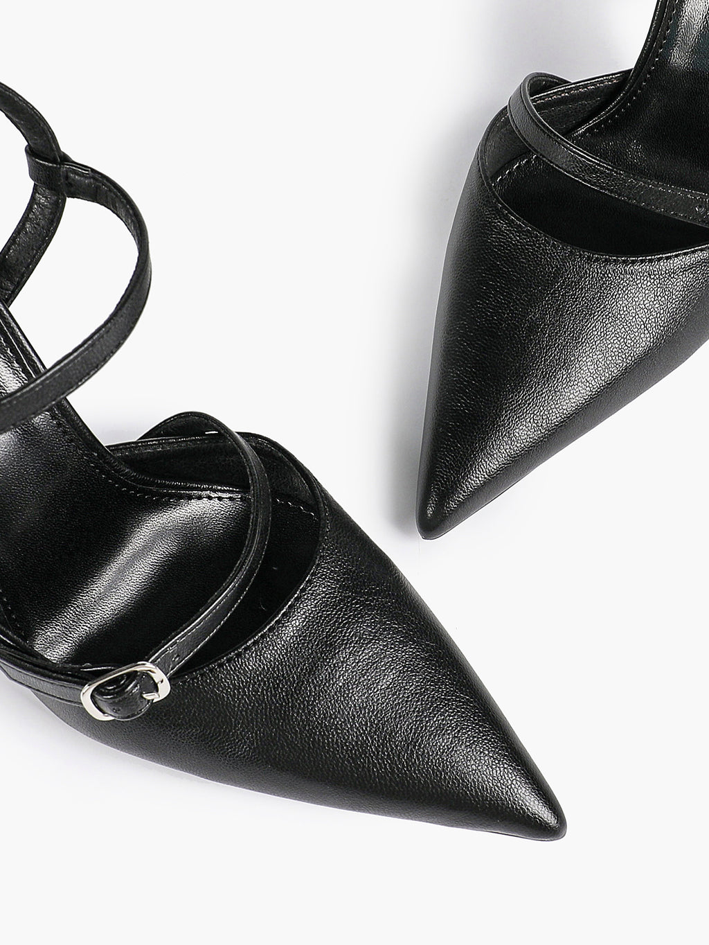 Double Strap Slingback Pointed Toe Stiletto Heels - Mary Jane Style Pumps