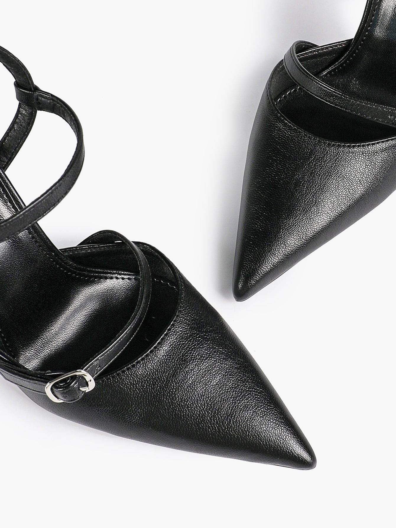 Double Strap Slingback Pointed Toe Stiletto Heels - Mary Jane Style Pumps