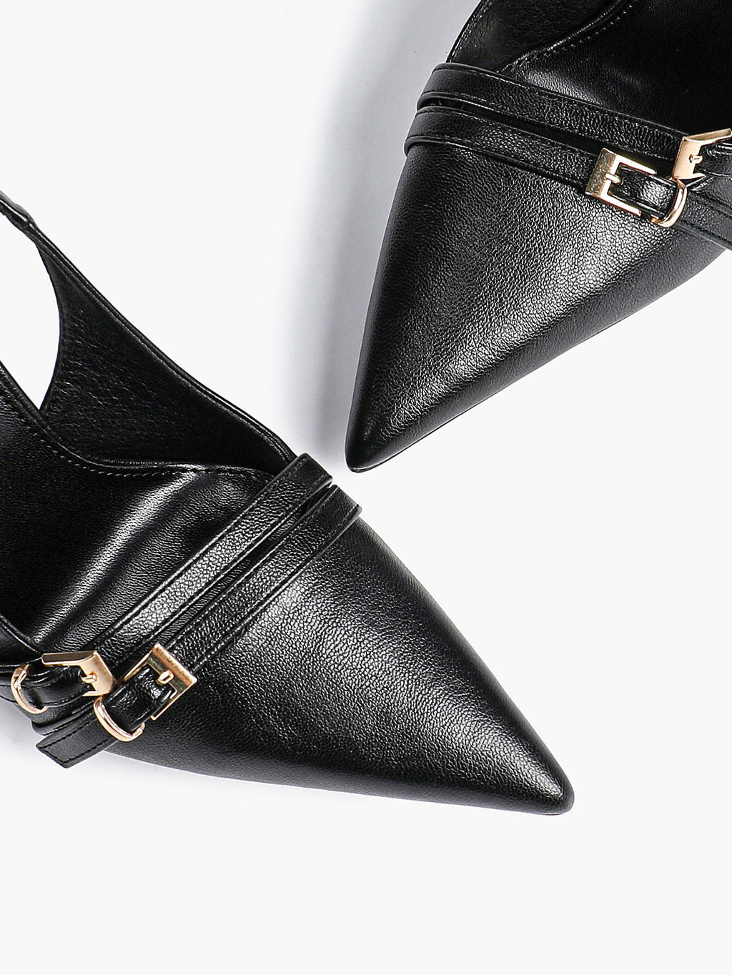 Leather Multi Buckle Slingback Pointed Toe Stiletto Heels-Elegant Dress Shoes