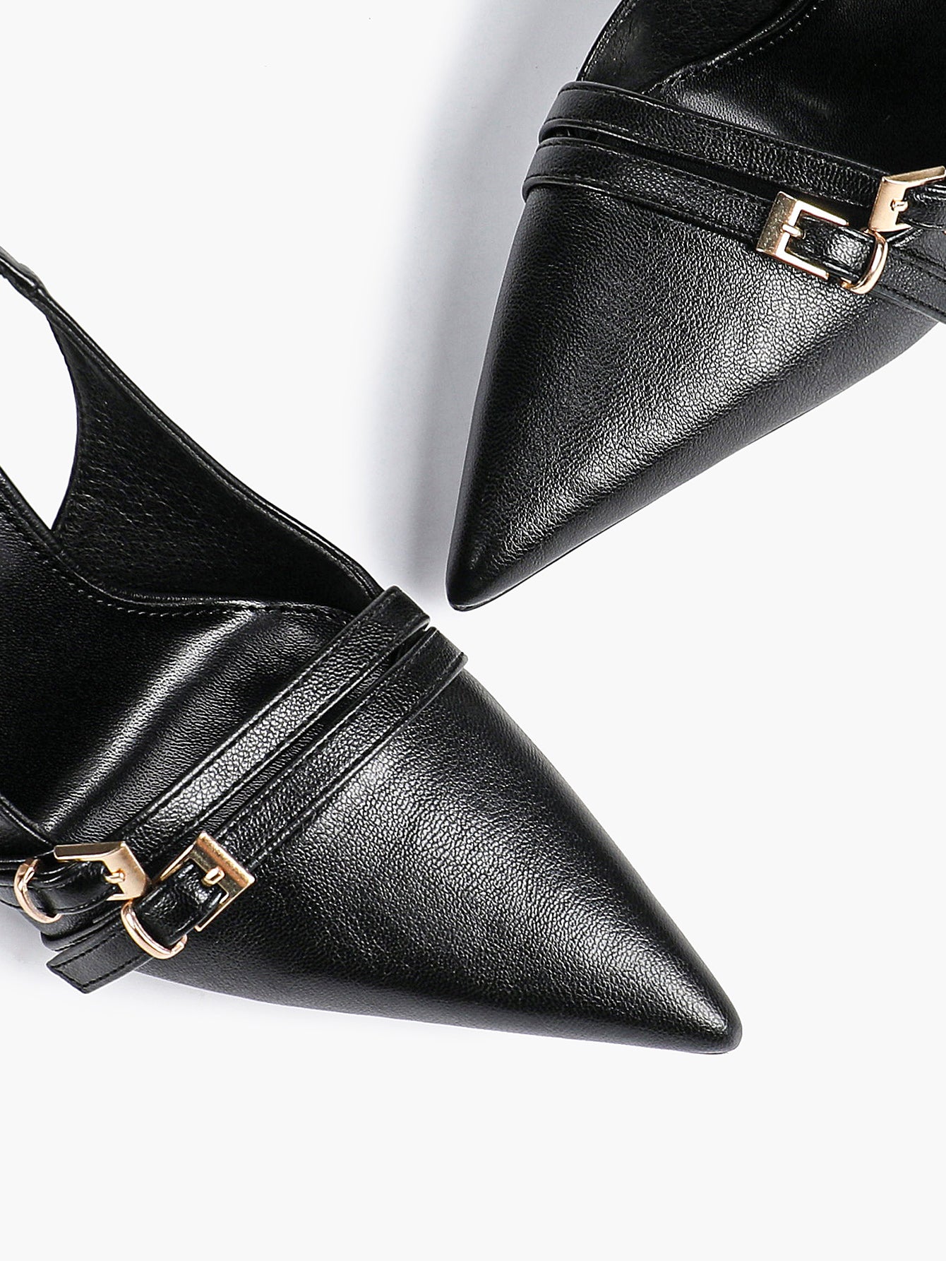 Leather Multi Buckle Slingback Pointed Toe Stiletto Heels-Elegant Dress Shoes