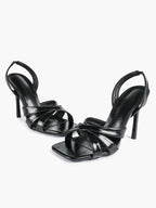 Crisscross Strap Slingback Heeled Sandals Square Toe Stiletto Pumps Wedding Date Night