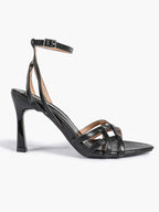 Crisscross Strappy Ankle Strap Metallic Silver Stiletto Sandals Party Date Night