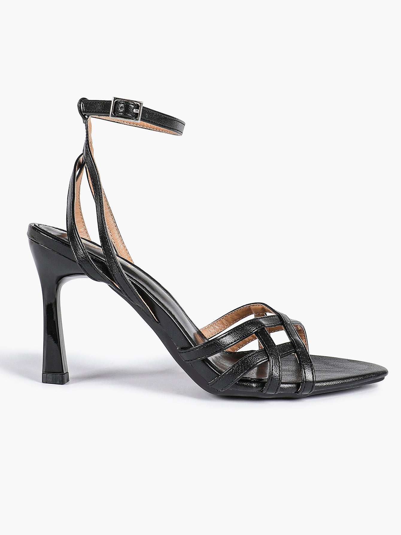 Crisscross Strappy Ankle Strap Metallic Silver Stiletto Sandals Party Date Night