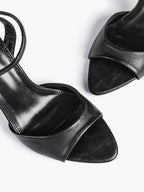 White Ankle Strap Open Toe Block Heeled Sandals - Wedding Party Office