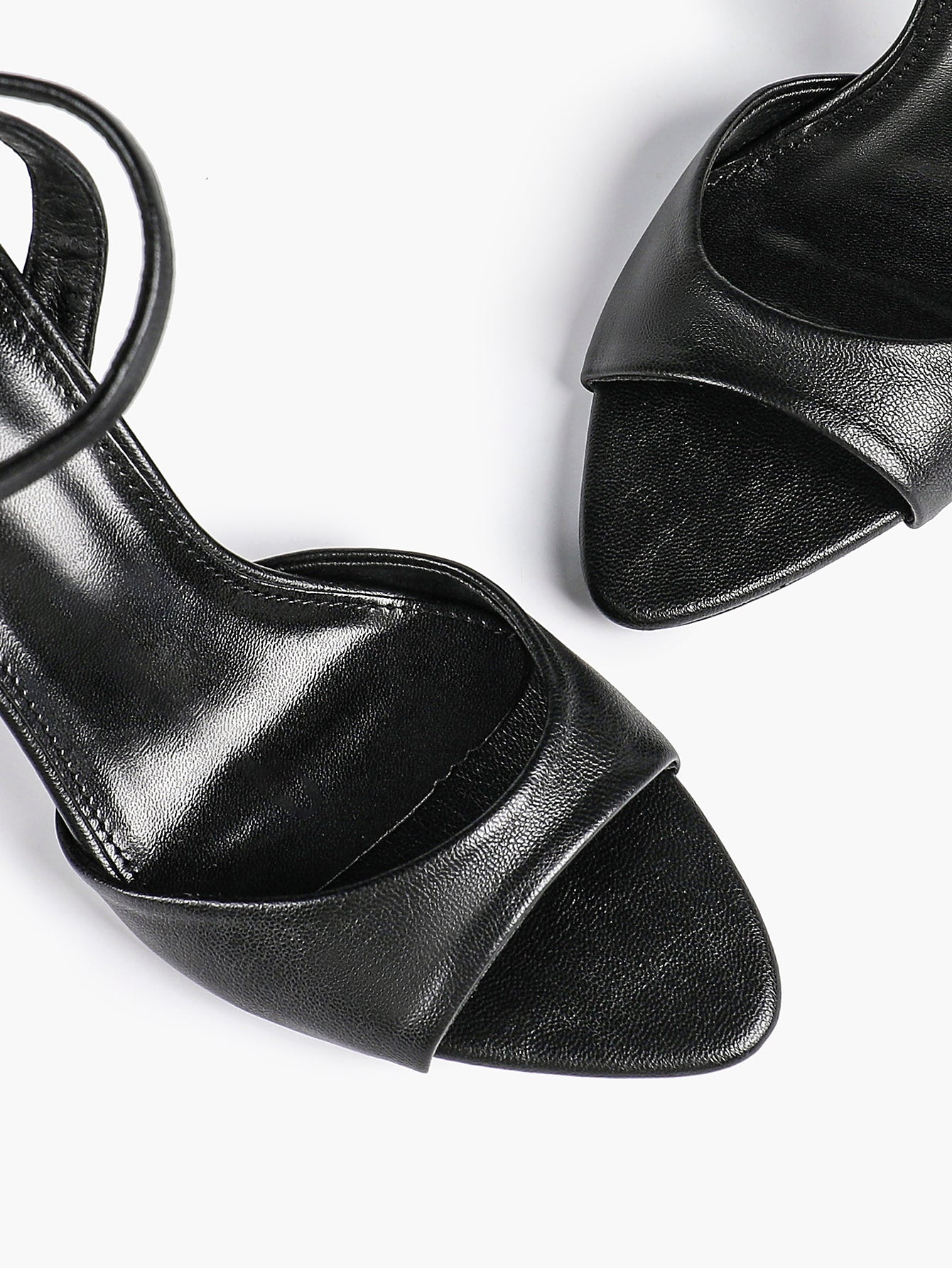 White Ankle Strap Open Toe Block Heeled Sandals - Wedding Party Office