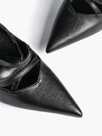 Cross Buckle Slingback Heels - Classic Pointed Toe Pumps