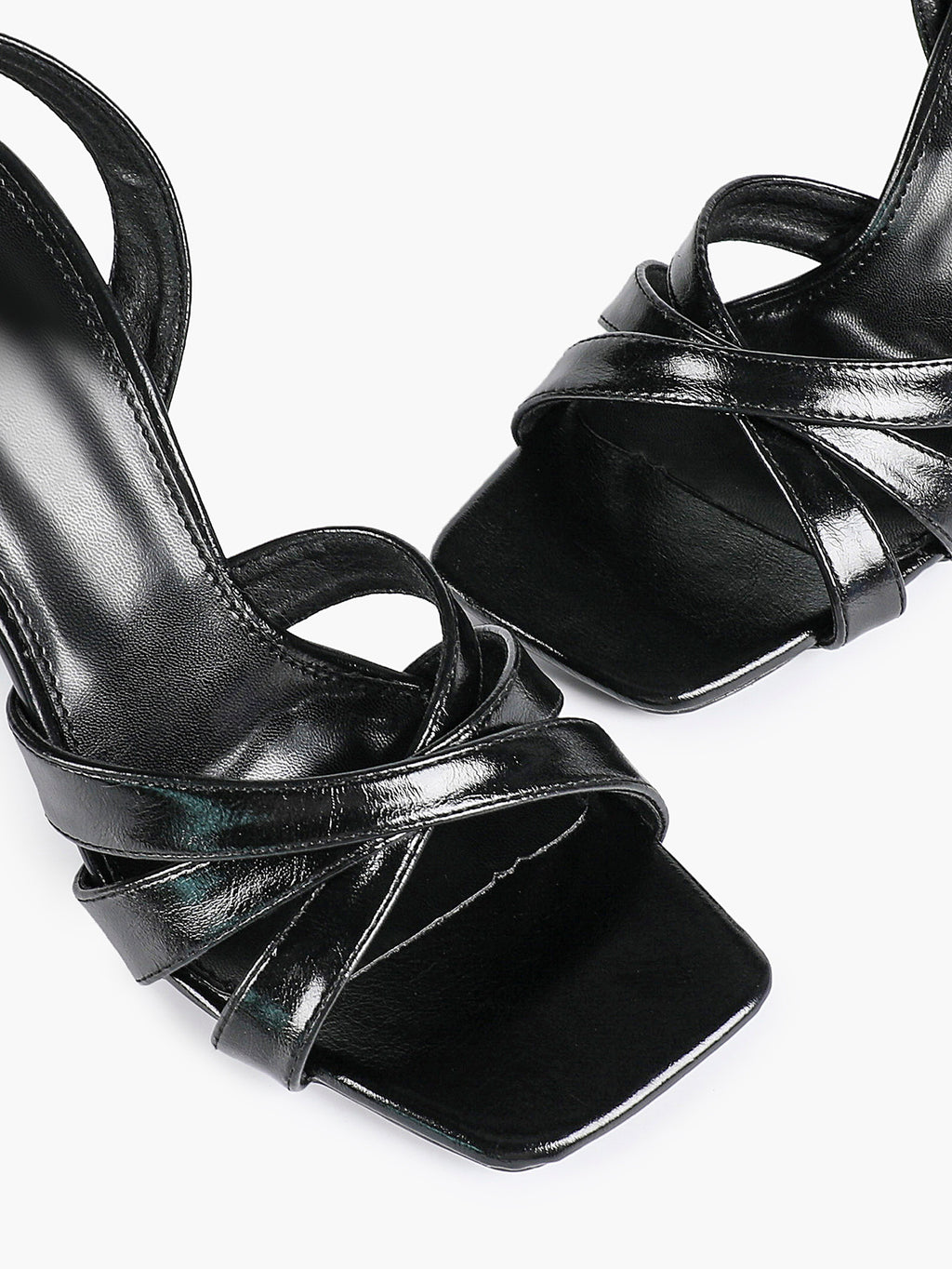 Crisscross Strap Slingback Heeled Sandals Square Toe Stiletto Pumps Wedding Date Night