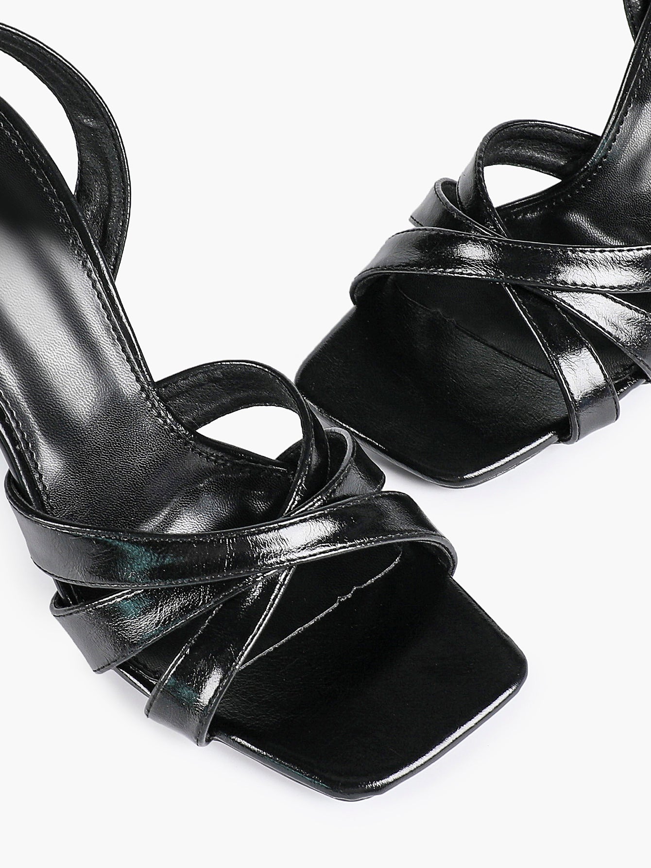 Crisscross Strap Slingback Heeled Sandals Square Toe Stiletto Pumps Wedding Date Night