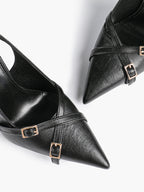 Women's Buckle Accent Pointed Toe Pumps Heels - Party Date Night Heels