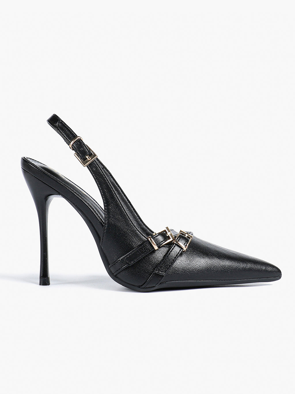 Leather Multi Buckle Slingback Pointed Toe Stiletto Heels-Elegant Dress Shoes