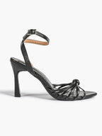 Gold Metallic Knotted Multi-Strap Open Toe Ankle Strap High Heel Sandals