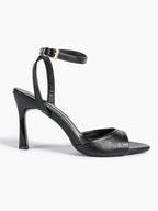 White Ankle Strap Open Toe Block Heeled Sandals - Wedding Party Office