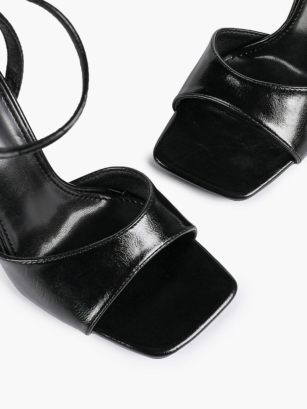 Women's Black Square Toe Ankle Strap Heeled Sandals Wedding Party Casual Shoes