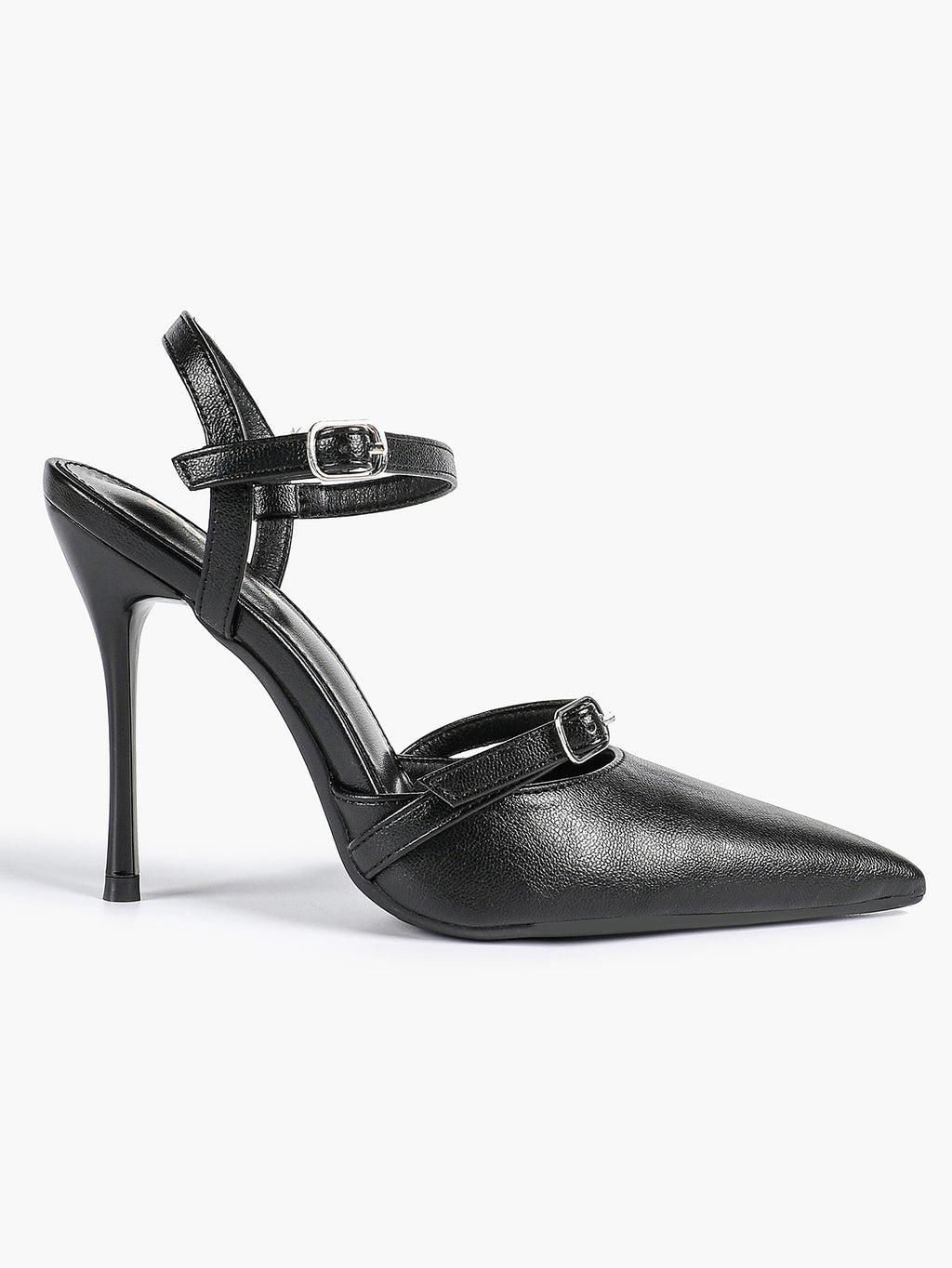 Double Strap Slingback Pointed Toe Stiletto Heels - Mary Jane Style Pumps