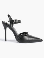 Double Strap Slingback Pointed Toe Stiletto Heels - Mary Jane Style Pumps