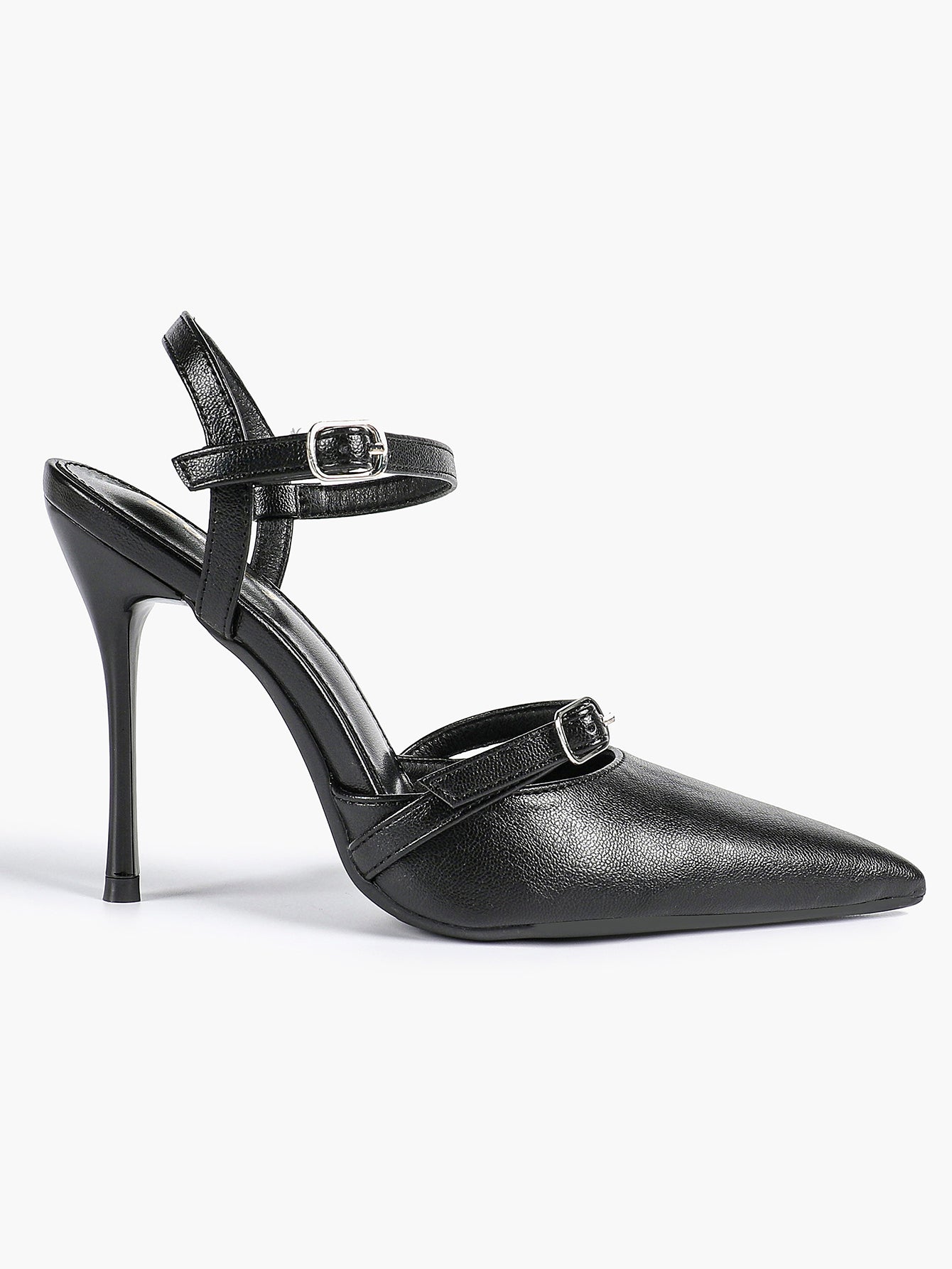 Double Strap Slingback Pointed Toe Stiletto Heels - Mary Jane Style Pumps
