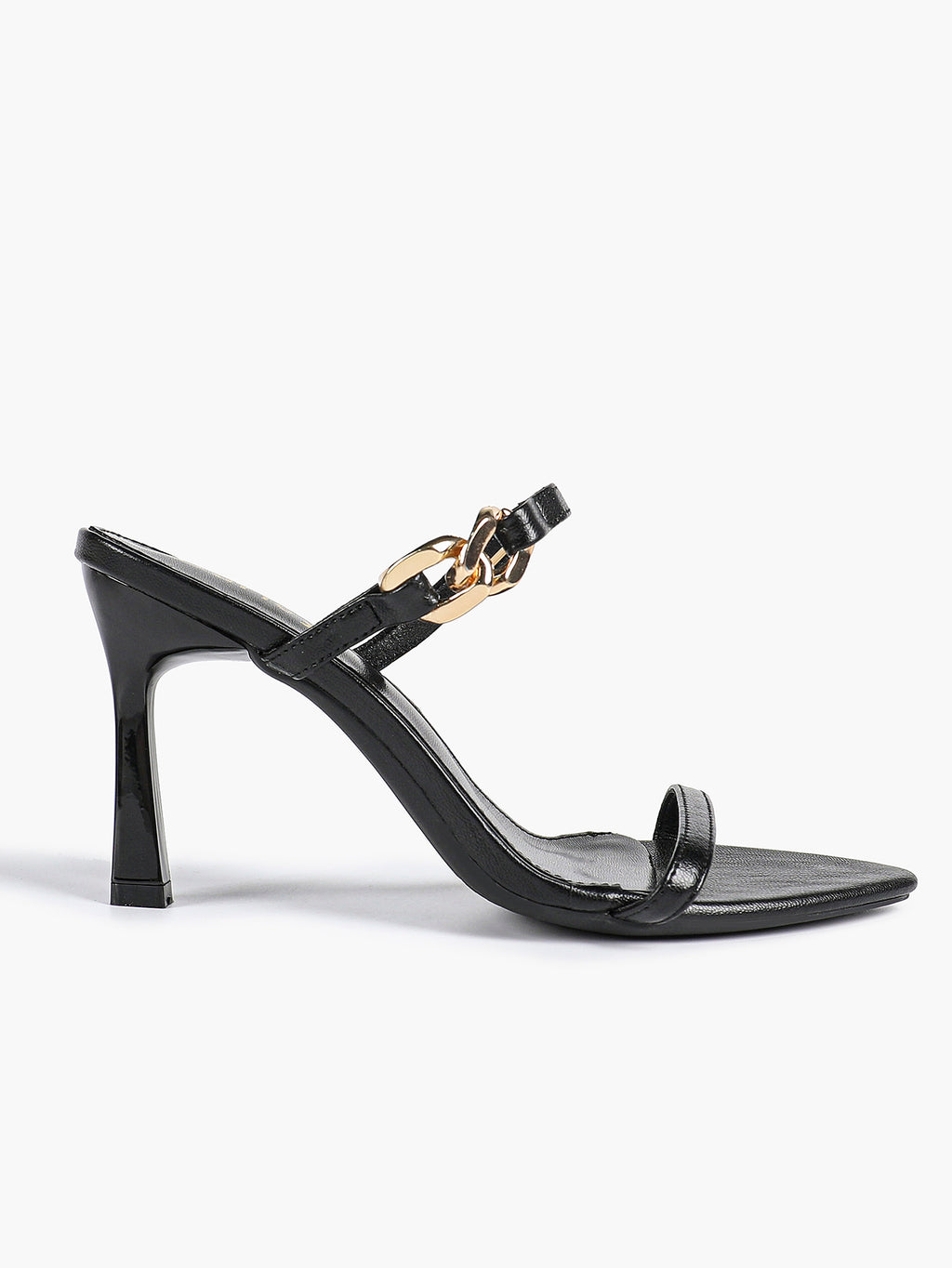 Chain Detail Open Toe High Heel Mules - Daily Party Sandals